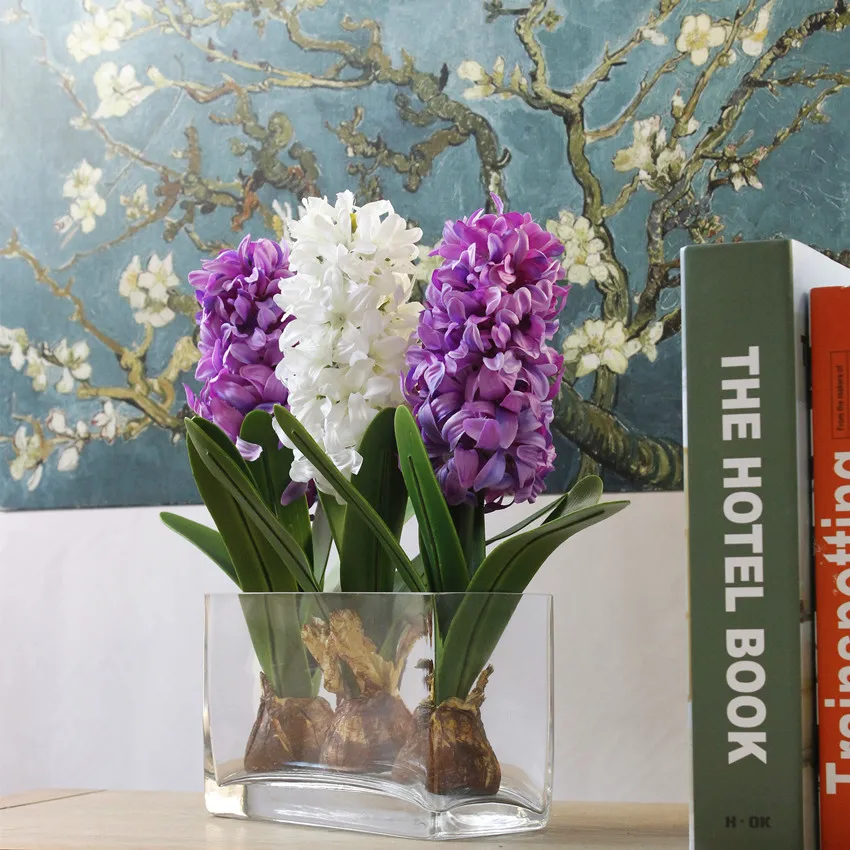 Искусственный цветок гиацинт с лампочками керамика Шелковый цветок имитация листьев Свадебный садовый Декор домашний стол аксессуары растение 1 шт