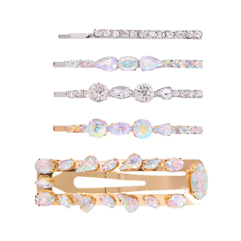 

5pcs New shiny wedding glass crystal hairpins for women girl fashion Korean hair jewelry barrette brand design za hair clips Z34