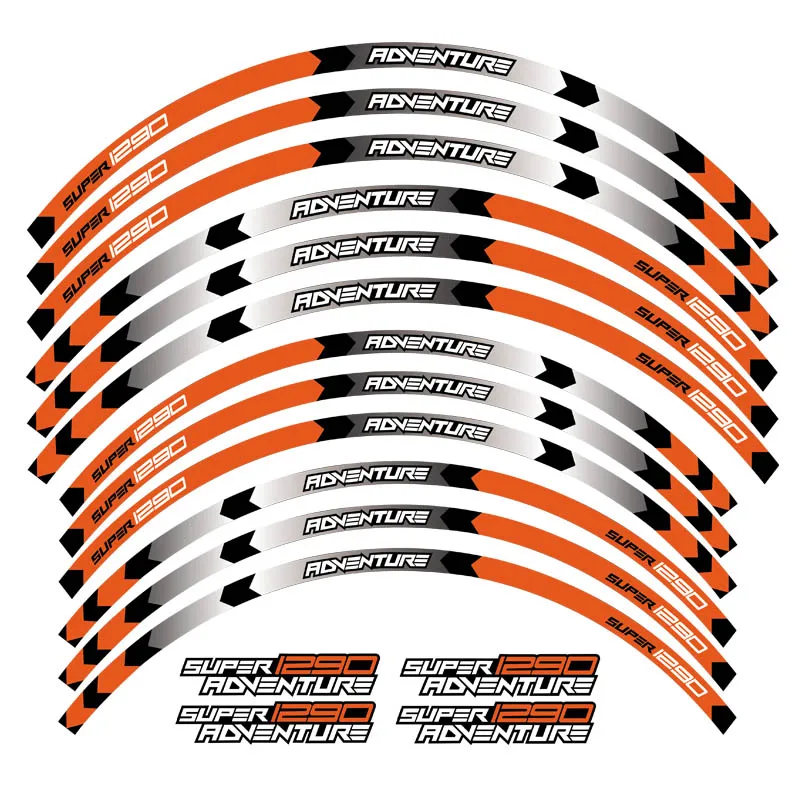 Мотоциклетная наклейка для колес 12 шт. толстый край внешний обод наклейки полоса колесные наклейки для KTM SUPER 1290 ADVENTURE - Цвет: 1