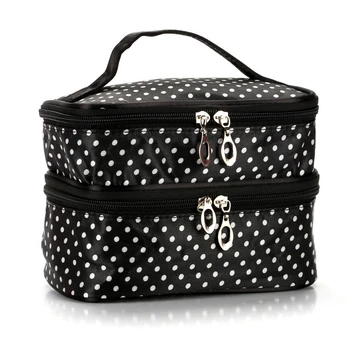 

Free shipping Makeup Pouch Toiletry Cosmetics Bag Han Edition Double Makeup Baoxiaobo Dot Dot Makeup Bag Handbag