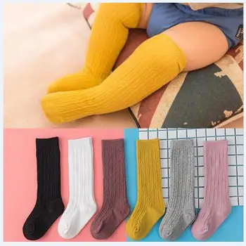 New Spring Summer Baby Girls Cotton Knee High Socks Solid Candy Color Kids Toddler Double Needle Short Socks For Children children baby socks knitted cotton long tube socks kids knee high toddler socks kids girls lace summer hollow out kids socks
