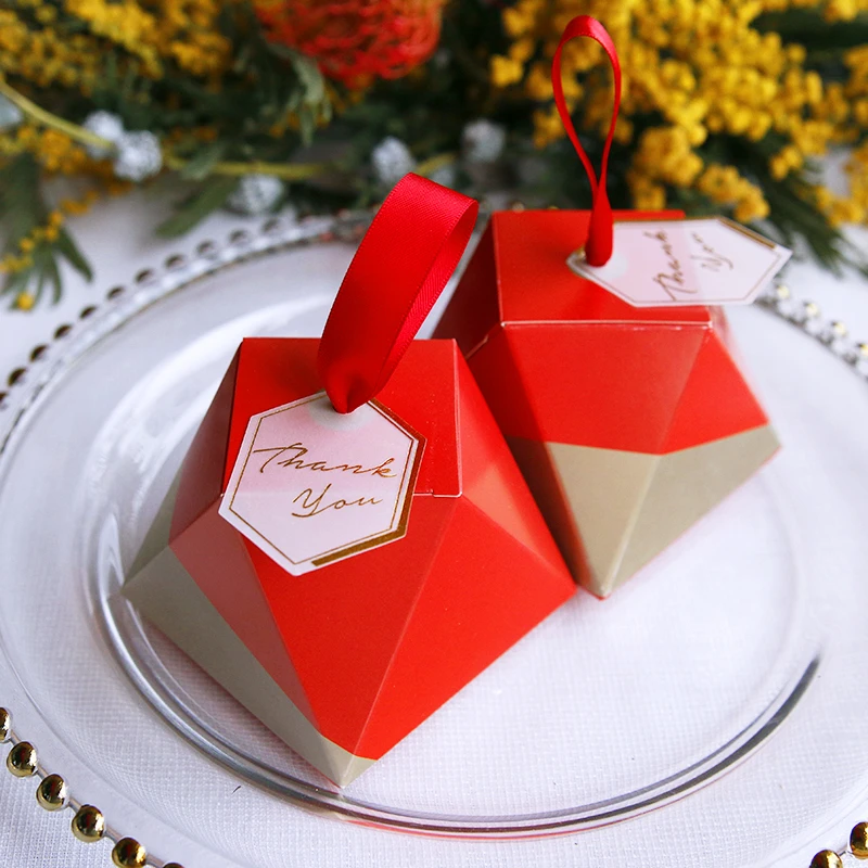 Newest Red Diamond Shape Candy Box Chocolate Packaging Paper Gift Box