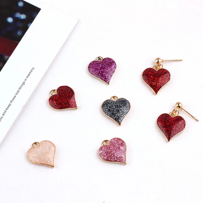 

10pcs/pack Hearts 15*17mm Pearlescent Enamel Charms Jewelry Finding Pendant DIY fit Bracelet Earring Fashion Craft