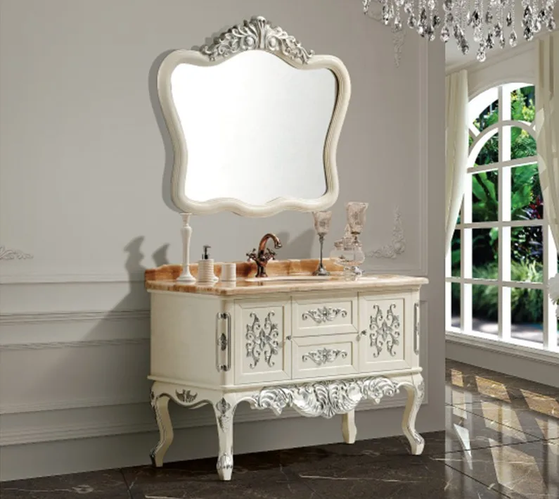 الأزياء العتيقة الحمام مع مرآة و حوض مكافحة الأعلى الكلاسيكية الحمام الغرور مع