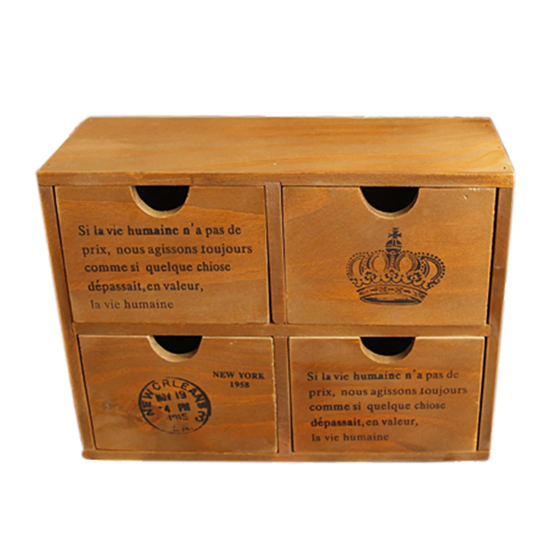 Zakka Household 4 Drawer wooden chest Storage Box Cabinet ...