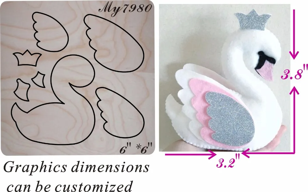 

A white swan with a crown wood moulds die cut accessories wooden die Regola Acciaio Die Misura (MY )