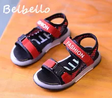 Belbello Boys Sandals Children LED Shoes Kid Flats Beach Shoes Summer Loop Mesh Fashion Casual Cool Thick Soft Sole Light Shoes