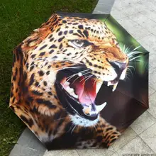 Зонтик для масляной живописи Леопардовый Паттен подарок зонтик дождь для мужчин 3 Складной Красный УФ анти Sombrilla картина маслом зонтик