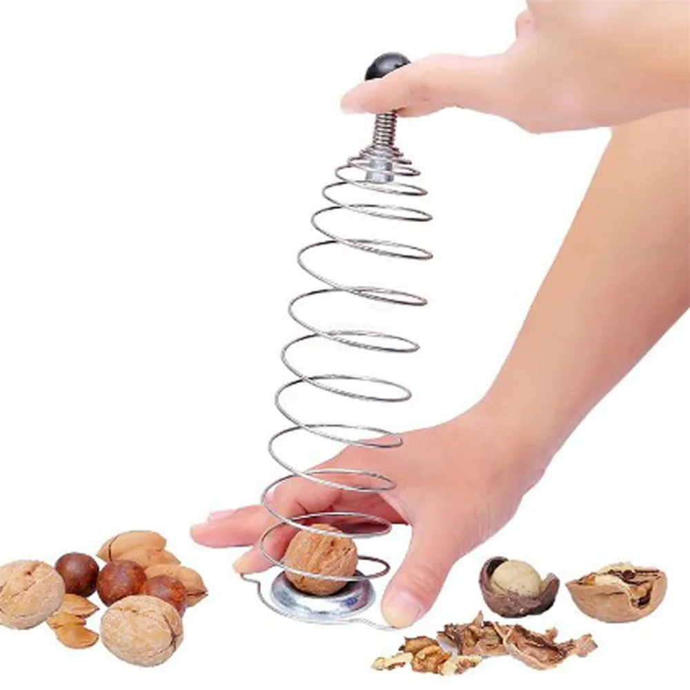

Pecan Filbert Stainless Steel Open Walnut Artifact Spring Nut Shell Cracker Creative Kitchen Gadgets Spring Nutcracker A1724c