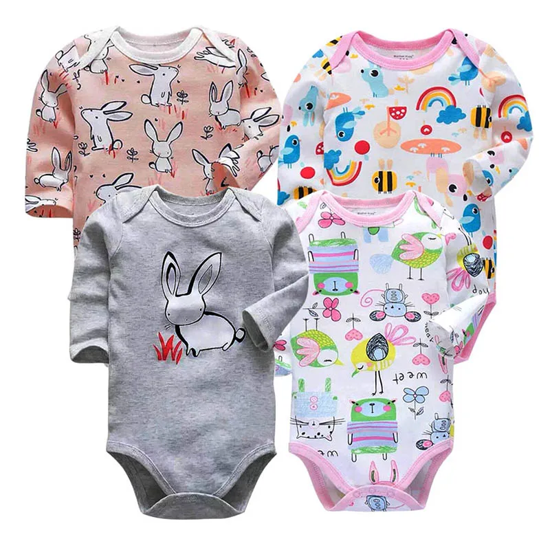 

4 pieces/lot Baby Girl Clothes Newborn Bodysuits Long Sleeve Cotton Body girl's Underwear Infant Girls Jumpsuit Baby clothing