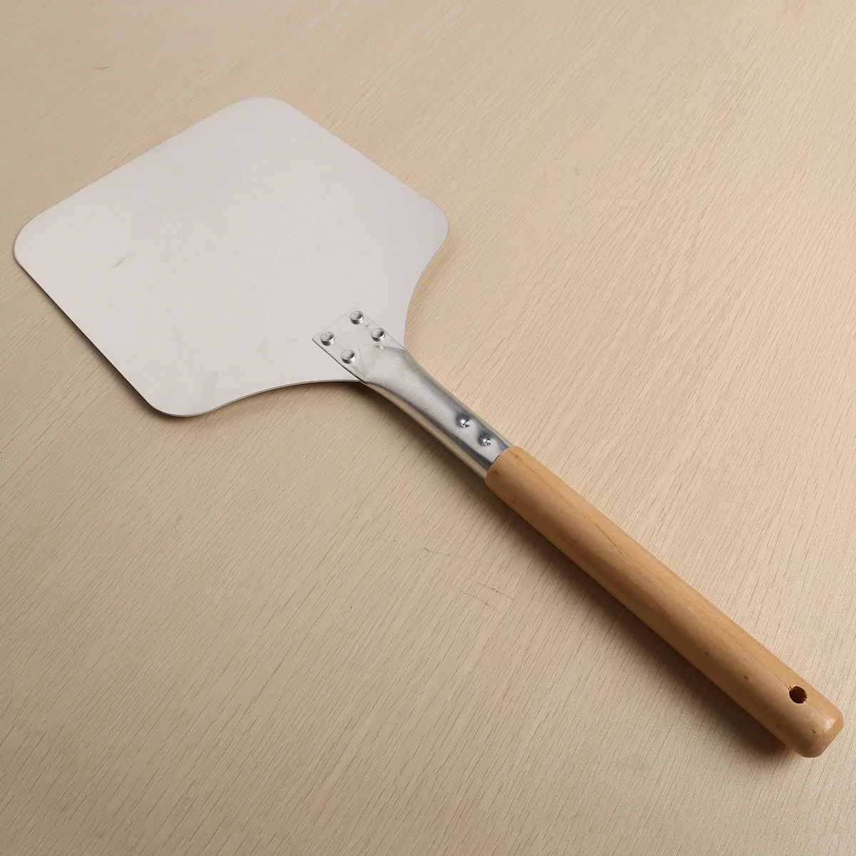 Mayitr 1pc 58cm Aluminum Pizza Peel Shovel with Wood Handle Silver Cheese Cutter Cake Shovel Square Pizza Peel Bakeware Cookware
