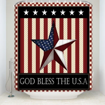 

American Flag God Bless The United States Shower Curtain Waterproof Polyester Fabric Bathroom Decor Printed Shower Curtain