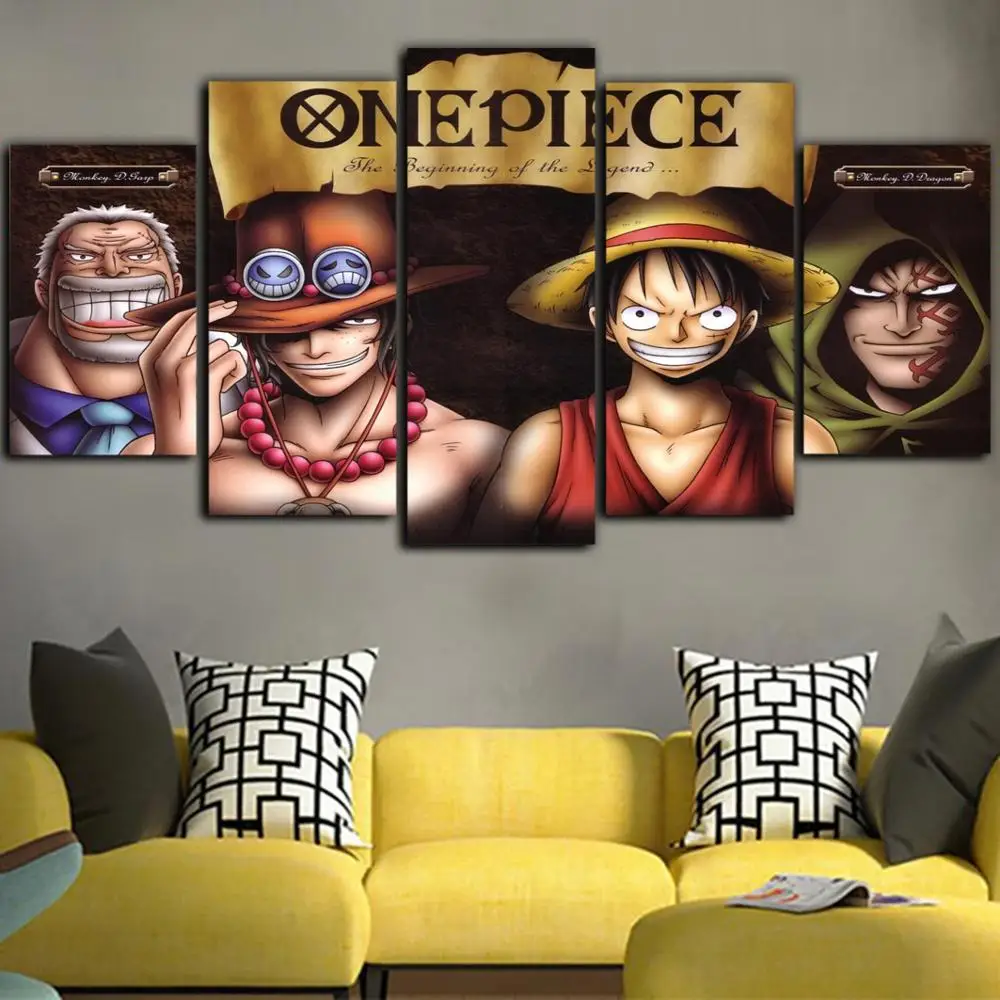 

5Pieces Anime Poster One Piece Canvas Painting Tableau Mural Gift For The Children Duvar Tablolar Tableau Peinture Sur Toile