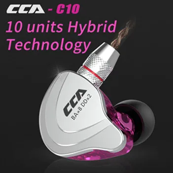 CCA C10 4ba+ 1dd гибридные наушники-вкладыши Hi-Fi Monito спортивные наушники для бега 5 приводных устройств гарнитура KZ Bluetooth кабель для CCA C10