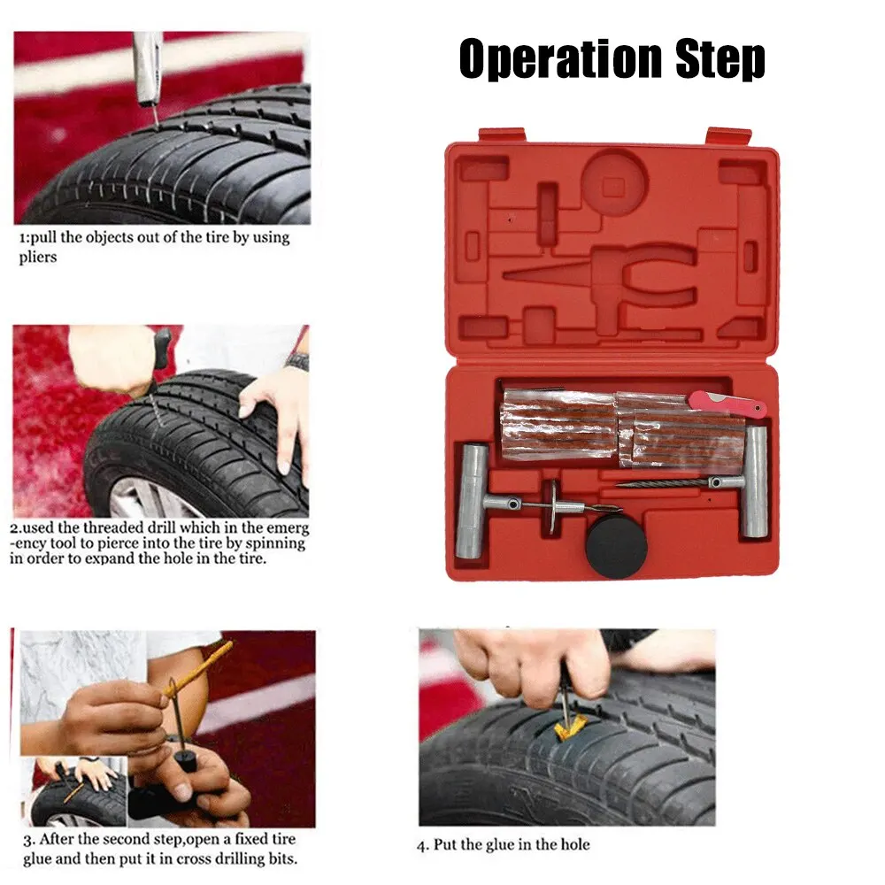 57pc Tire Repair Kit DIY Flat Tire Repair Car Truck Motorcycle Home Plug Patch