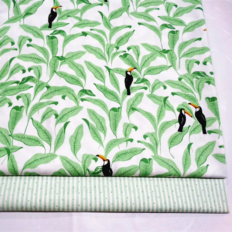 50x40cm Green Leaf Cotton Twill Fabric Cloth DIY Handmade Home Decor
