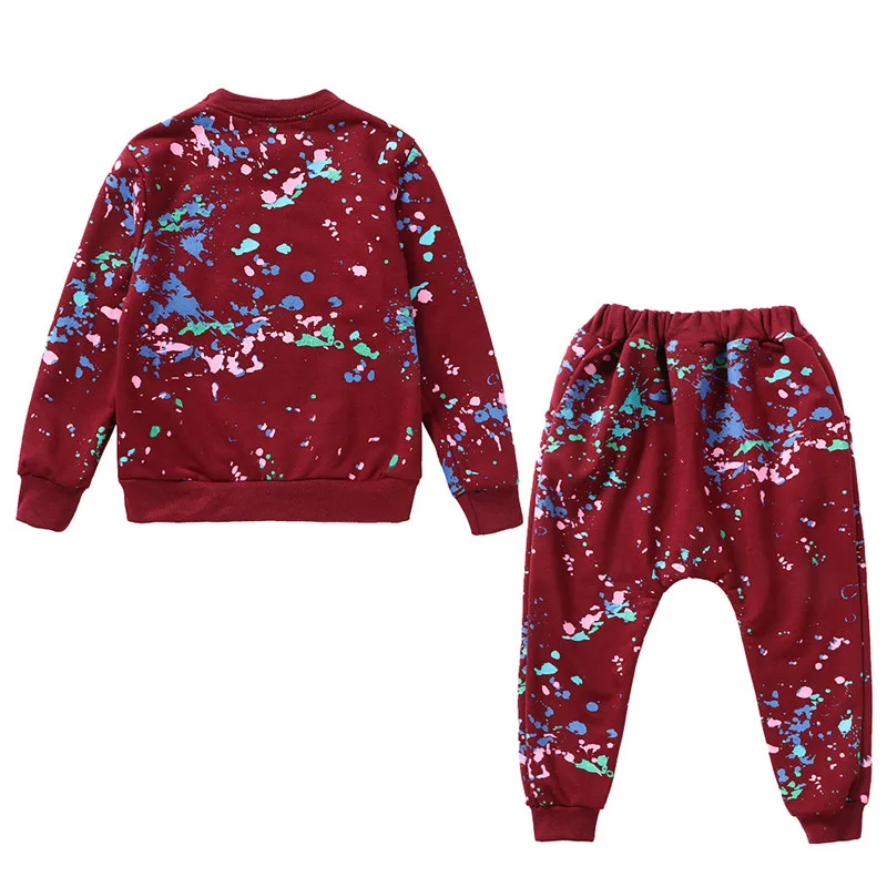 Г., весенне-осенний хлопковый комплект с буквенным принтом для маленьких мальчиков и девочек, свитер с длинными рукавами+ брюки Повседневный Спортивный костюм из двух предметов