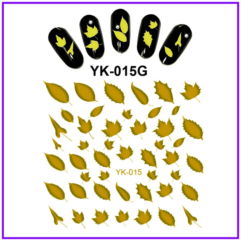 UPRETTEGO Золотые/серебряные Водные Наклейки металлические наклейки для ногтей цветок Роза Вихрь лоза кленовые листья трава джунгли куст YK013-018