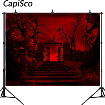 

Capisco Horrible flower gate seamless photography backdrop forest Halloween background photocall photo shoot props portrait