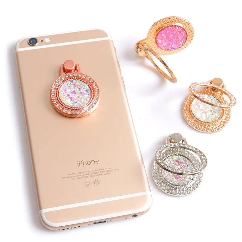 Luxury Diamond Finger Ring Holder Crystal Rhinestone Glitter Mirror Case With Gem Holders Stand For iphone X 6 7 8 plus Samsung