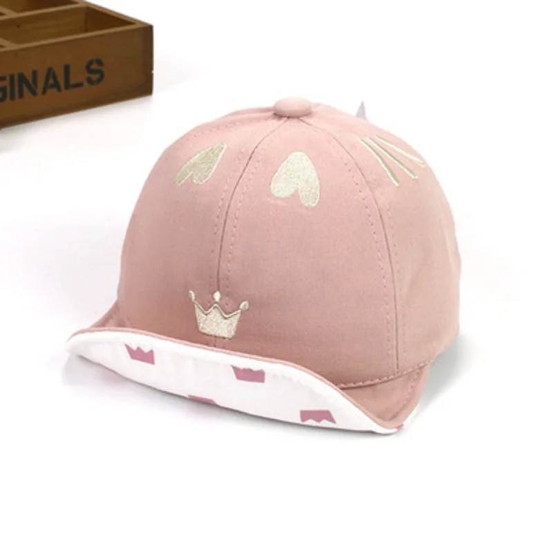 

Cute Heart Crown Embroidery Baby Girl Hats Cotton Baby Accessories Newborn Toddler Baseball Cap Summer New Baby Hats For Babies