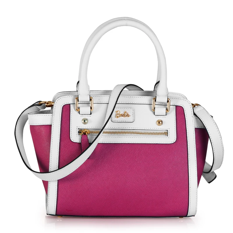 جديد وصول النساء حقائب باربي موضة ضرب اللون حقائب الكتف بو الجلود الأعلى مقبض حقائب أنثى