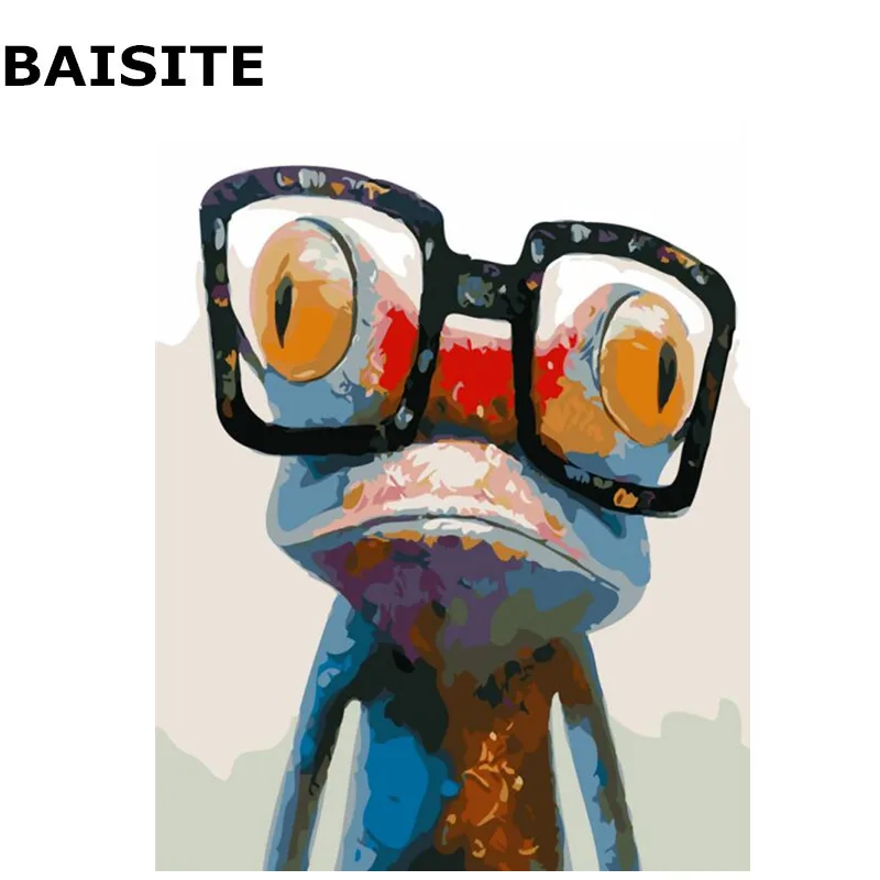 

BAISITE Abstract Frog Frameless DIY Painting By Numbers Handpainted Oil Painting On Canvas Home Decor Unique Gift E705