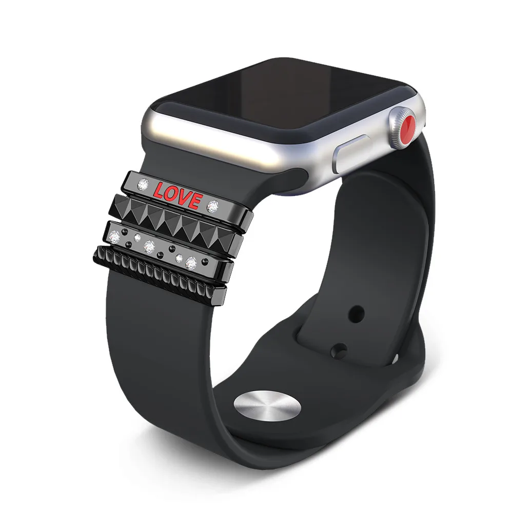 Popular Strap Ornament for Apple Watch Band 38mm Original Silicone Strap Stainless Steel Decorative Ring with \ Popular Strap Ornament for Apple Watch Band 38mm Original Silicone Strap Stainless Steel Decorative Ring with \
