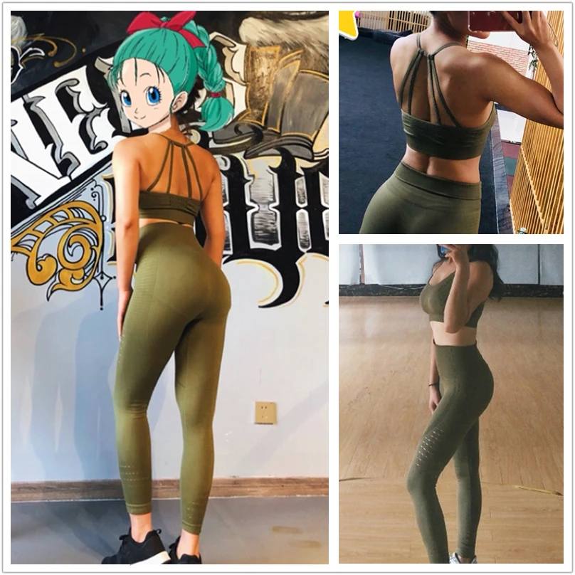 Oyoo Super Stretchy Gym Tights Energy Seamless Tummy Control Yoga Pants High Waist Sport Leggings Purple Running Pants Women 