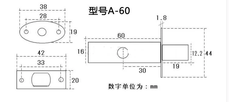 Stainless steel Pipe lock Invisible Mortise door lock Fire door Escape Aisle Furniture hardware accessories