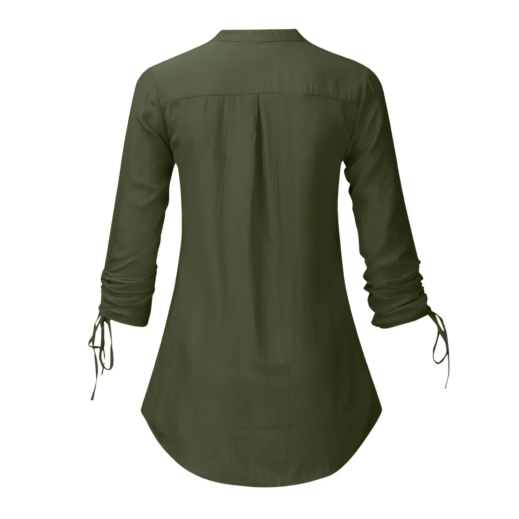 Hawcoar Осень Новая мода женский узел спереди длинный рукав v-образные вырезы вязанный рукав кардиган рубашки блузка рубашка женская Z4