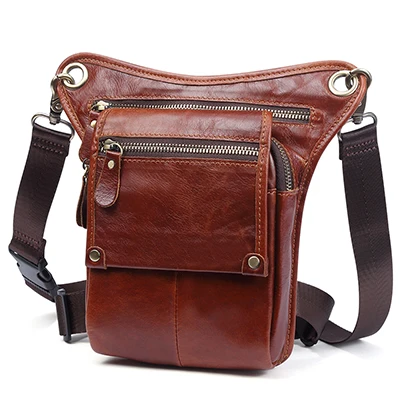 Дизайнерская мужская сумка из натуральной кожи, модная сумка для путешествий, сумка для телефона, мужская кожаная сумка-мессенджер, брендовая сумка - Цвет: Brown