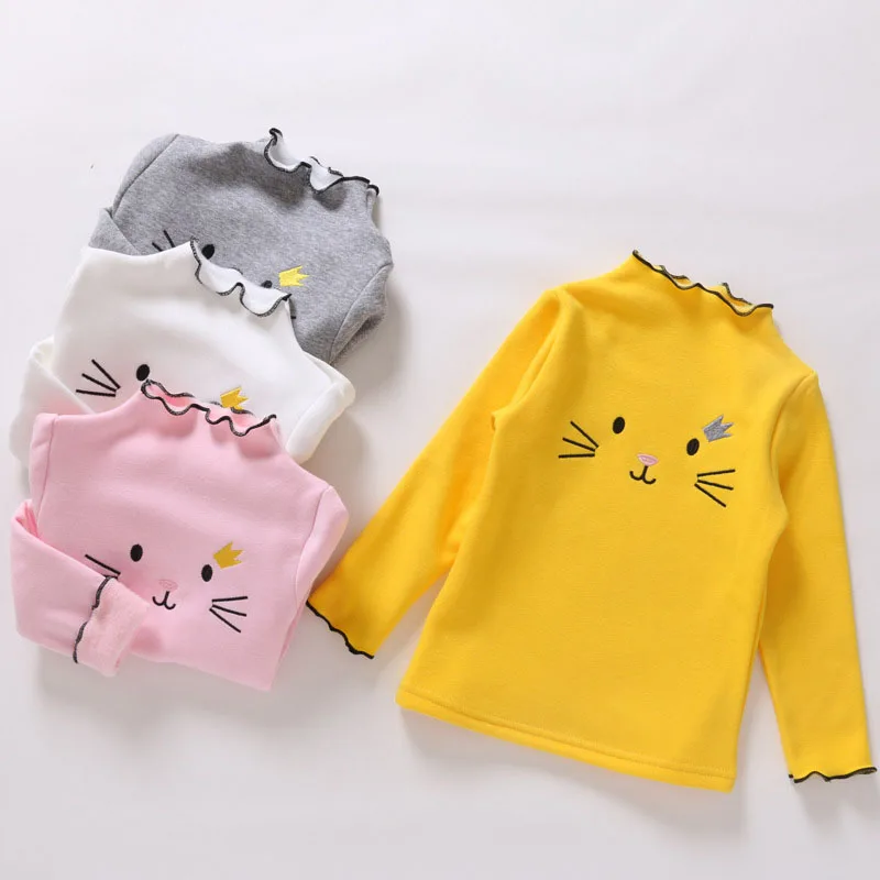 

Baby Girls Tops Children Long Sleeve T-Shirt Spring Autumn Toddler Girls Cute Cat Embroidery Shirt 3 4 5 6 7 Years Kids Clothes