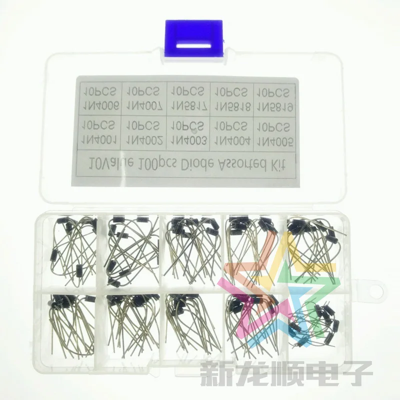 

10Values 100pcs 1N4001~1N5819 1N4002 1N4003 1N4004 1N4005 1N4006 1N4007 1N5817 1N5818 Rectifier Diode Schottky Assortment kit