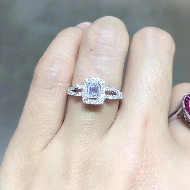 ANI 18 K Белое Золото(AU750) обручальное кольцо 0,725 CT GIA сертифицированное G/VS2 Изумрудное кольцо с натуральным бриллиантом Женское Обручальное кольцо с камнем