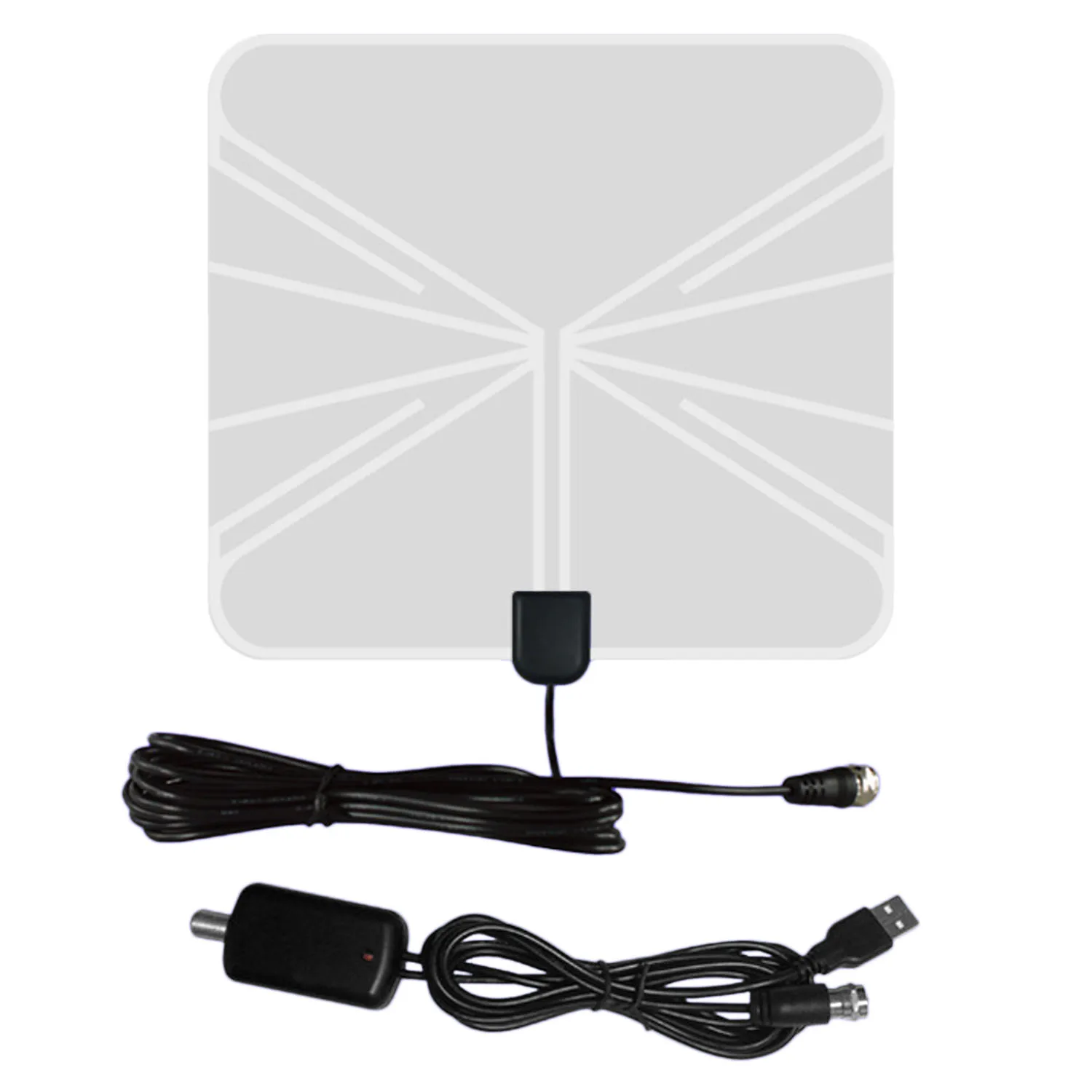 Indoor Digital HDTV Antenna 50 Miles Range with Amplifier Signal Booster 4m Coaxial Cable IEC Connector - intl