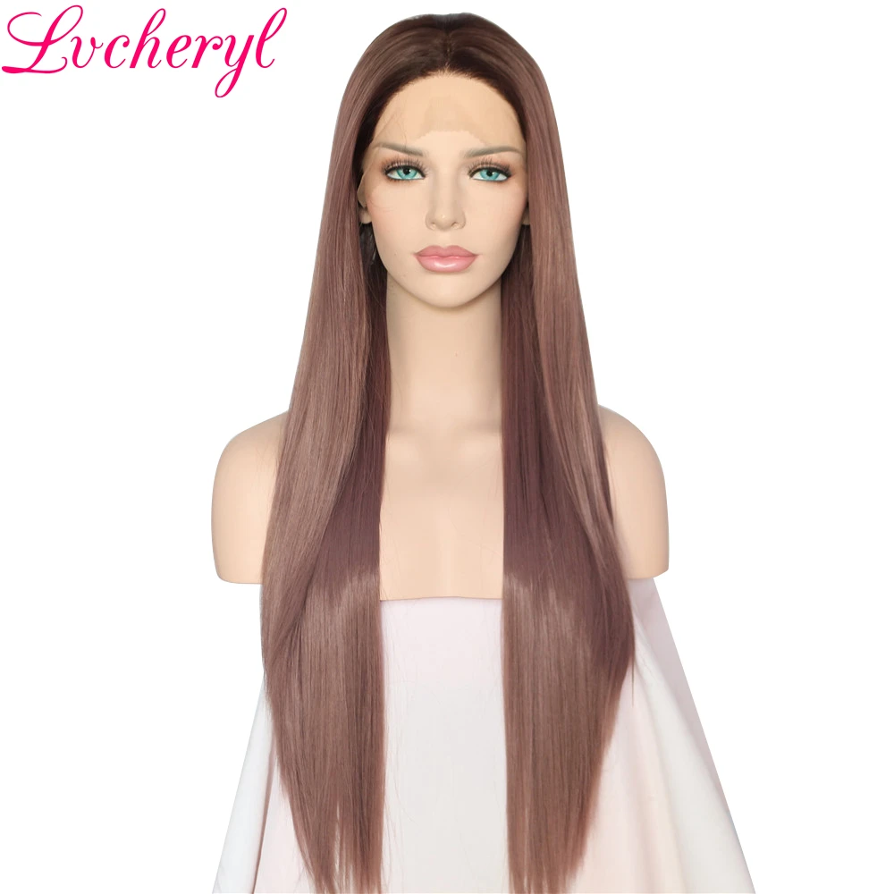 Lvcheryl High Temperature Fiber Hair Hand Tied Ombre Dark Roots To