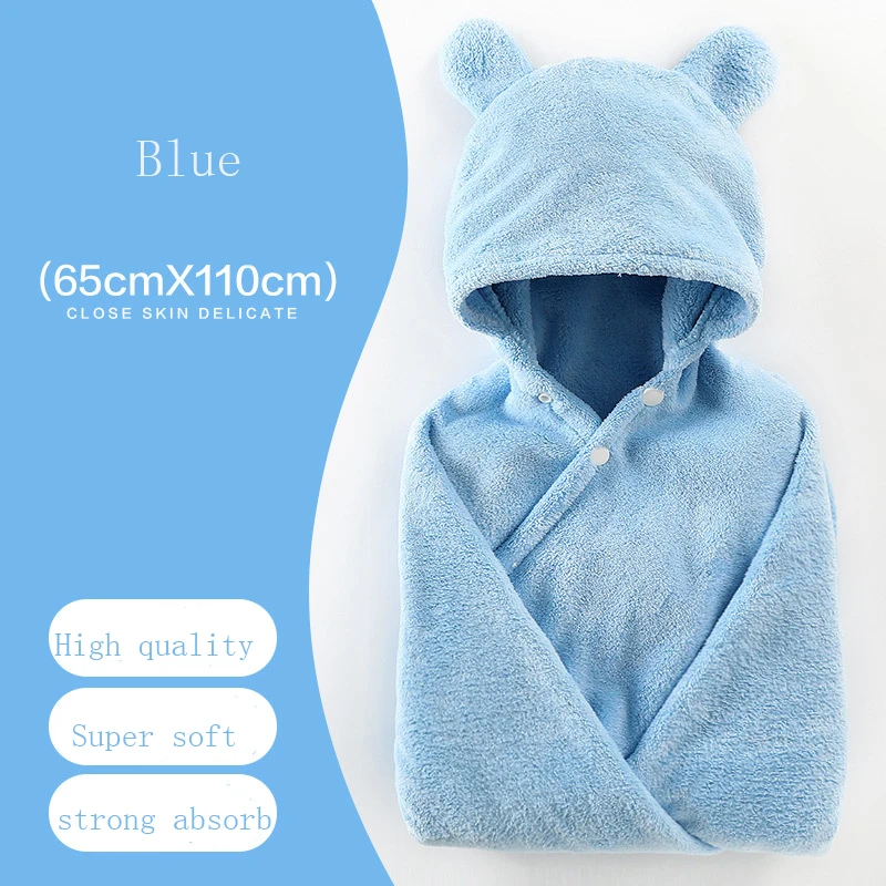 65*110cm Baby Cotton Bath Towel Kid Hooded Bathrobe Baby Newborn Stuff Boys Girls Cartoon Soft Children Infant Beach Bath Towel
