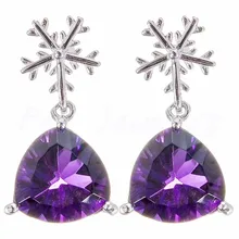 Природный натуральный аметист Висячие серьги 925 стерлингового серебра ювелирные украшения 1.8ct* 2шт драгоценный камень# T19022304