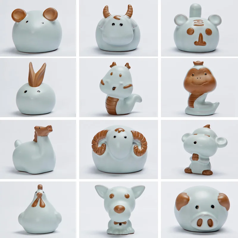 

Zodiac ornament Handicraft ceramics Goat rat ox tiger rabbit Snake horse Monkey chicken dog Pig feng shui decoration