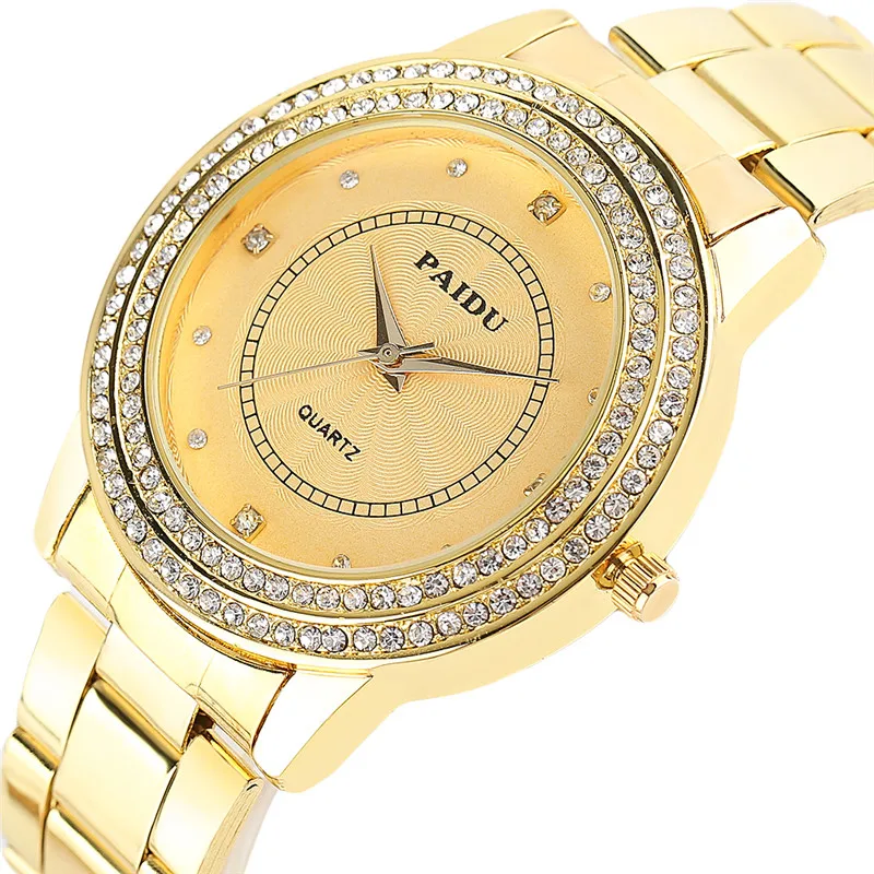 PAIDU Crystal Quartz Watch Luxury Gold Men Watches Women Ladies Wristwatches Full Gold Stainless Steel Dress Elegant Relogio PAIDU Crystal Quartz Watch Luxury Gold Men Watches Women Ladies Wristwatches Full Gold Stainless Steel Dress Elegant Relogio