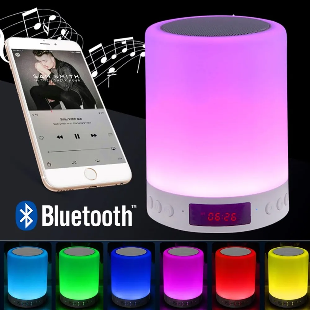 Светодиодный ночной Светильник Bluetooth портативный беспроводной динамик сенсорный цветной светодиодный прикроватный светильник, детская лампа, поддержка карт TF/AUX-in