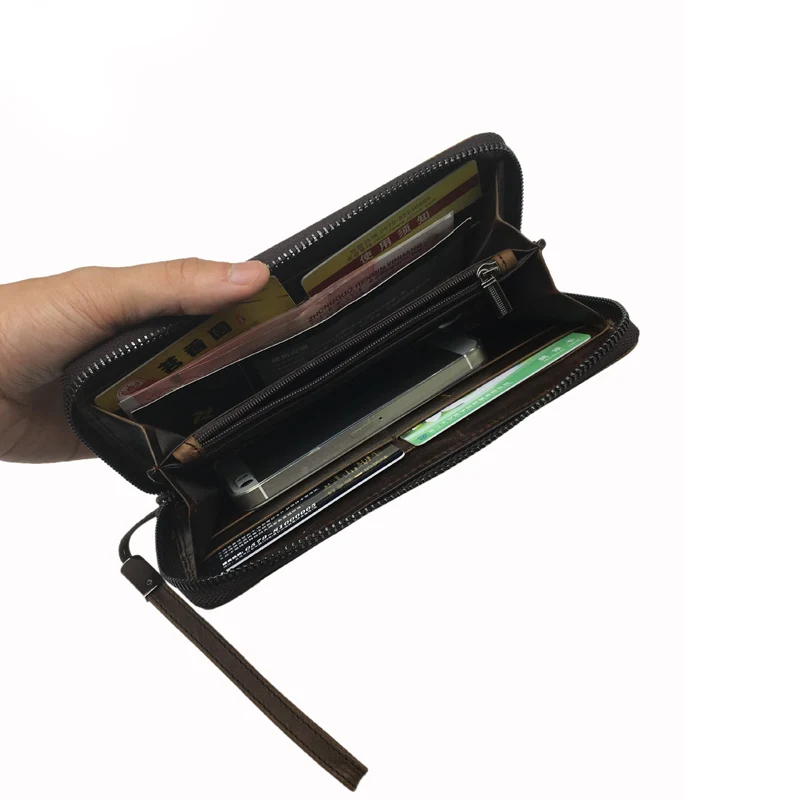 

Men Wallet Leather Long Alligator Wallet Zipper Money Purse