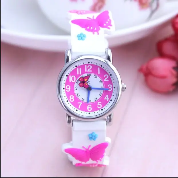 WILLIS 3D Mini Butterfly Design Analog Band Little Boys Girls Children Wrist Kids Watches