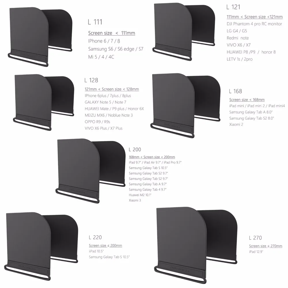 

7 Types Remote Controller Monitor Phone Sun Hood Cover Tablet Sunshade Accessory For Drone High Quality Tablet Sunshade RC Parts