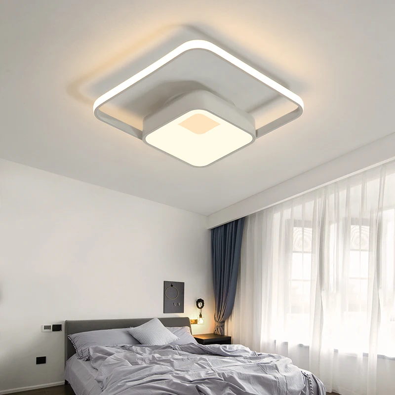Белая акриловая современная люстра для гостиной, спальни, пульт дистанционного управления, светодиодная лампа для дома, освещение с регулируемой яркостью