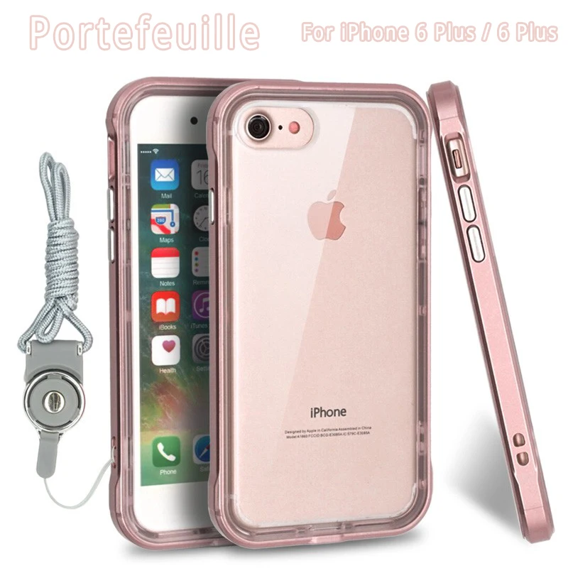 Portefeuille 360 градусов полный защитный чехол для iPhone 6 S plus Plus PC рамка TPU противоударный