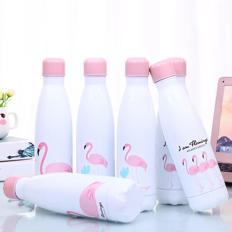 

1PC 500ml Flamingo Stainless Steel Double Wall Vacuum Jug Insulated Water Bottles Coffee Kettle Travel Drink Vacuum Flasks