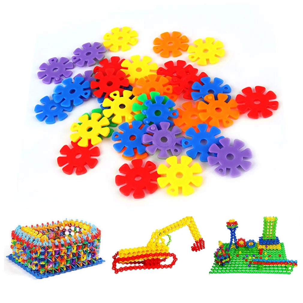 

OCDAY 100 Pcs Jigsaw Colorful Snowflake Kit Plastic Kids Building Blocks DIY Toys for Children Kid Educational Toy Gift Hot Sale