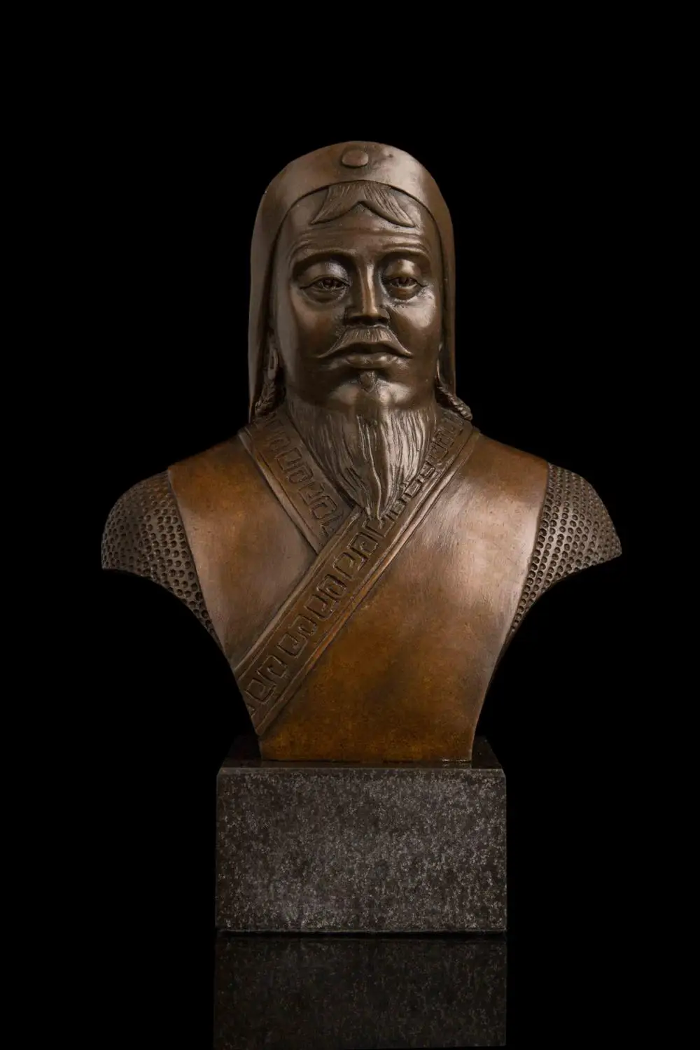 

head Arts Crafts Bronze crafts copper sculpture ornaments Chinese portrait sculpture decoration Home Furnishing Gen Gi Khan CF-0